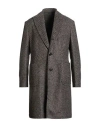 Tombolini Man Coat Dark Brown Size 44 Polyester, Acrylic, Virgin Wool In Gray