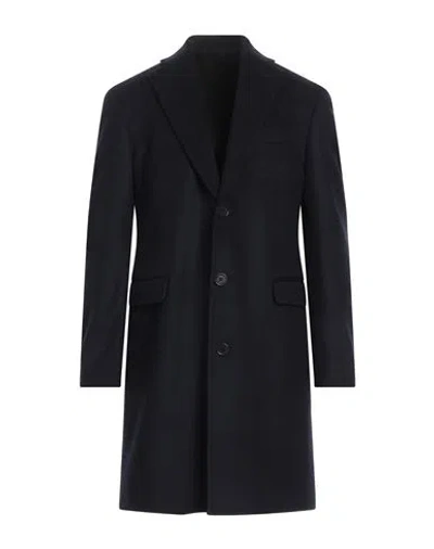 Tombolini Man Coat Navy Blue Size 40 Virgin Wool, Polyamide, Cashmere