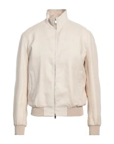 Tombolini Man Jacket Ivory Size 48 Linen In White