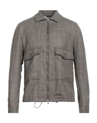 Tombolini Man Jacket Khaki Size 46 Virgin Wool, Silk In Brown