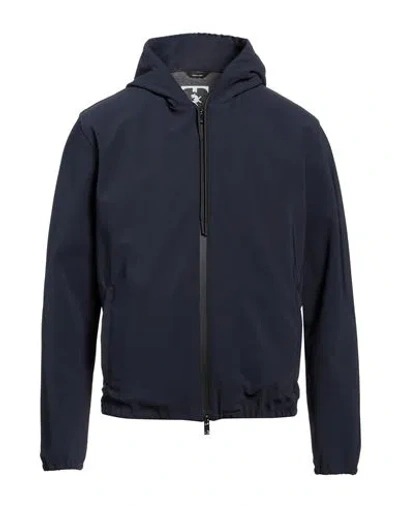 Tombolini Man Jacket Navy Size 46 Cotton, Polyamide, Elastane In Navy Blue