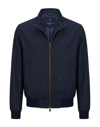 Tombolini Man Jacket Navy Size 40 Virgin Wool In Blue