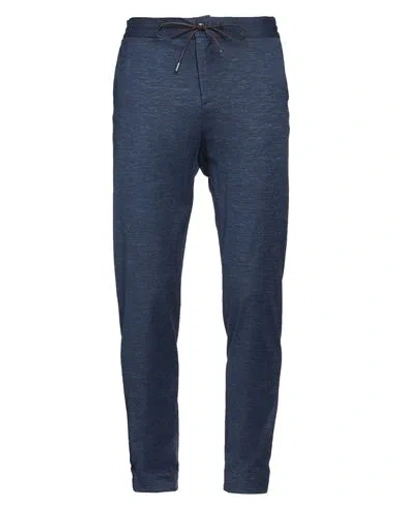 Tombolini Man Pants Navy Size 38 Virgin Wool, Silk, Linen, Elastane In Navy Blue