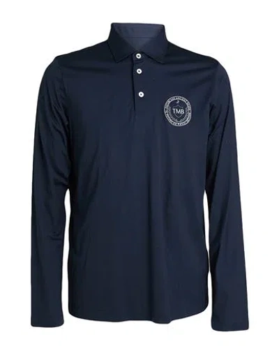 Tombolini Man Polo Shirt Navy Size S Cotton, Elastane In Blue