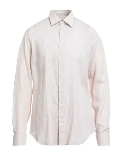 Tombolini Man Shirt Beige Size 17 Linen In White