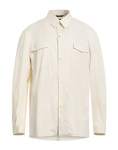 Tombolini Man Shirt Cream Size 38 Cotton, Polyamide, Elastane In White