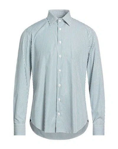 Tombolini Man Shirt Dark Green Size 16 Cotton In Blue