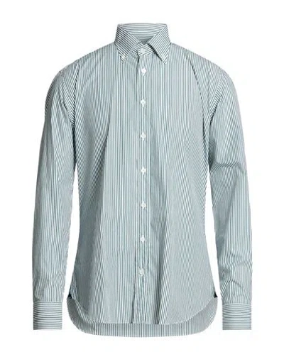 Tombolini Man Shirt Green Size 17 Cotton In Gray