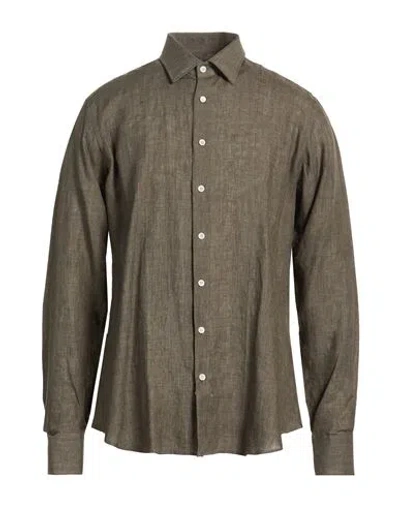 Tombolini Man Shirt Lead Size 16 ½ Linen In Brown