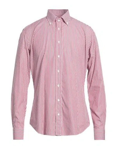 Tombolini Man Shirt Magenta Size 17 Cotton In Pink