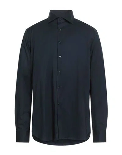 Tombolini Man Shirt Midnight Blue Size 17 ½ Cotton, Elastane