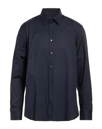 Tombolini Man Shirt Midnight Blue Size 18 Cotton, Elastane
