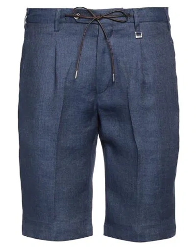 Tombolini Man Shorts & Bermuda Shorts Slate Blue Size 40 Linen
