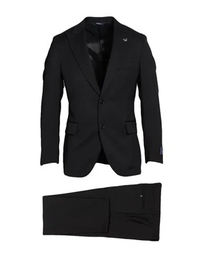 Tombolini Man Suit Black Size 38 Wool, Lycra