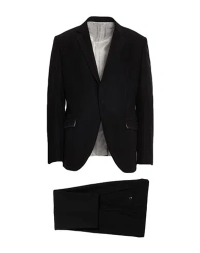 Tombolini Man Suit Black Size 38 Wool, Viscose