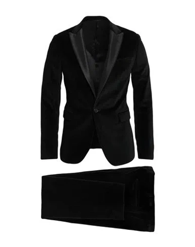 Tombolini Man Suit Black Size 38 Cotton, Modal