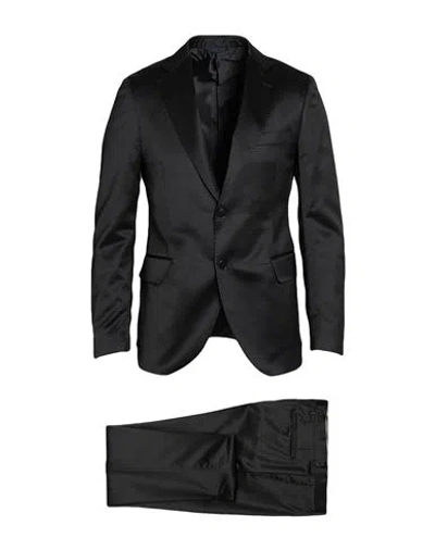 Tombolini Man Suit Black Size 46 Acetate, Wool In Blue