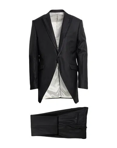 Tombolini Man Suit Black Size 46 Wool, Silk