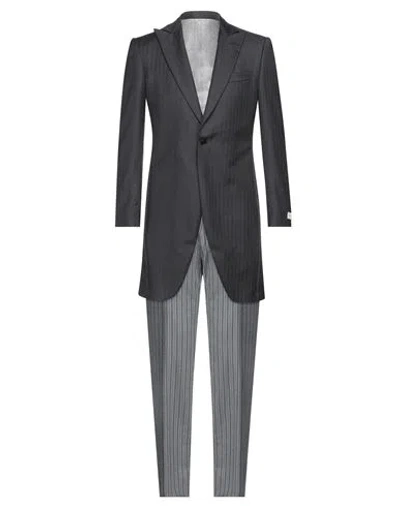 Tombolini Man Suit Charcoal Size 34 Virgin Wool In Burgundy