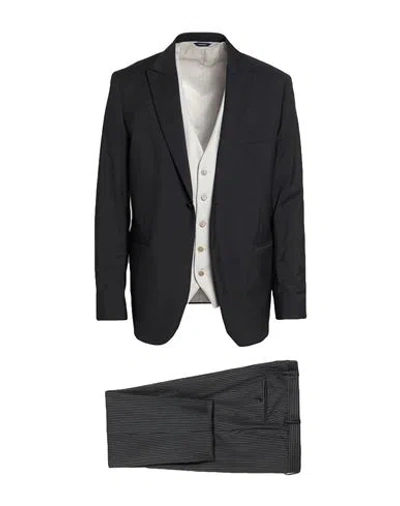 Tombolini Man Suit Charcoal Size 36 Virgin Wool In Grey