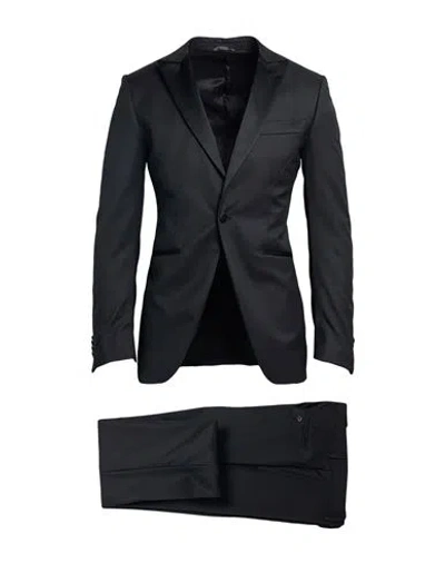 Tombolini Man Suit Charcoal Size 36 Virgin Wool In Black