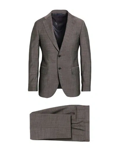 Tombolini Man Suit Charcoal Size 40 Virgin Wool In Gray
