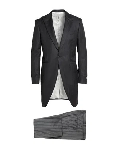 Tombolini Man Suit Charcoal Size 40 Virgin Wool In Gray