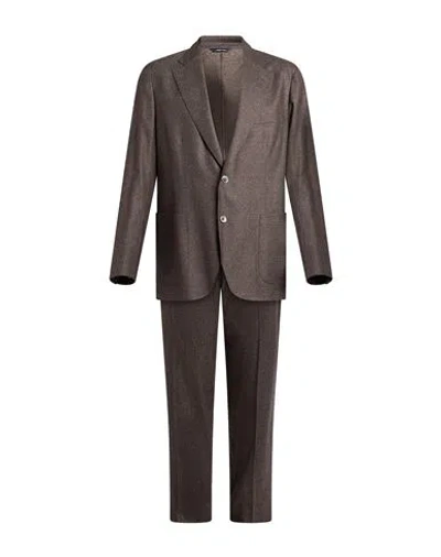 Tombolini Man Suit Chocolate Brown Size 36 Wool