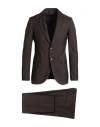 Tombolini Man Suit Dark Brown Size 44 Virgin Wool In Brown