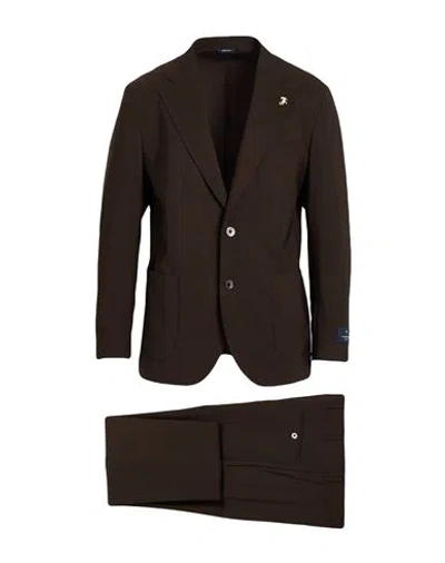 Tombolini Man Suit Dark Brown Size 44 Virgin Wool, Elastane