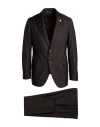 Tombolini Man Suit Dark Brown Size 44 Wool In Brown