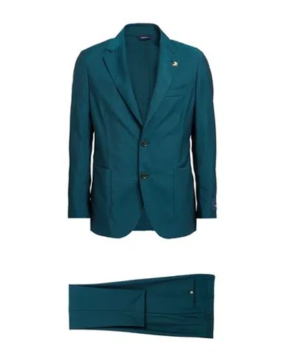 Tombolini Man Suit Deep Teal Size 42 Virgin Wool, Mohair Wool In Blue