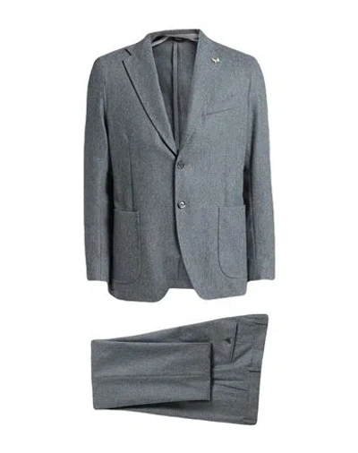 Tombolini Man Suit Grey Size 46 Virgin Wool In Gray