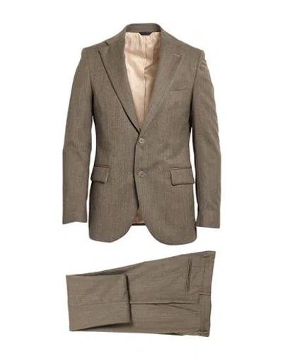 Tombolini Man Suit Khaki Size 38 Virgin Wool, Viscose In Green