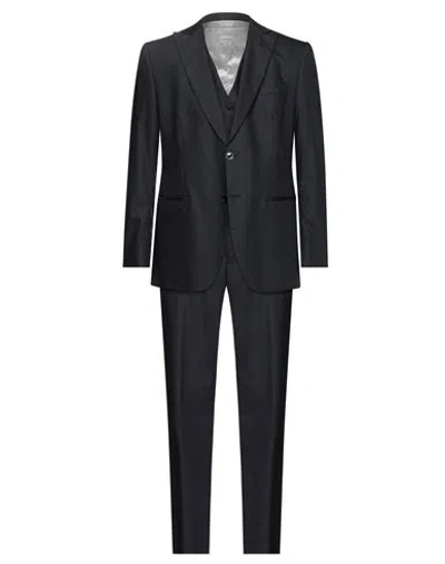 Tombolini Man Suit Midnight Blue Size 36 Virgin Wool, Polyester In Black