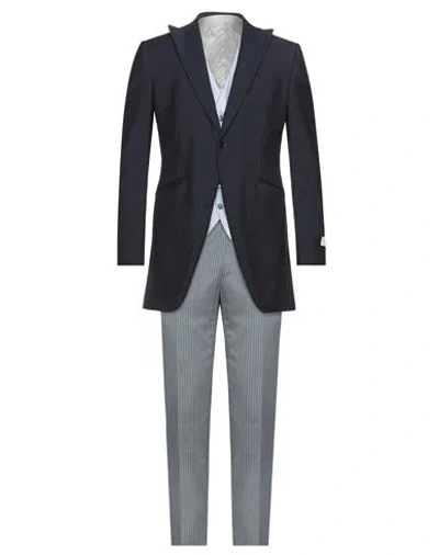 Tombolini Man Suit Midnight Blue Size 38 Virgin Wool, Mohair Wool
