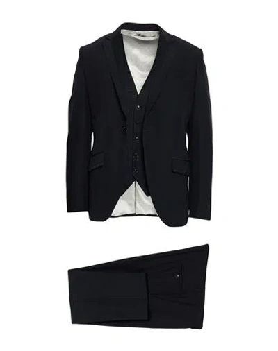 Tombolini Man Suit Midnight Blue Size 40 Wool, Viscose In Black