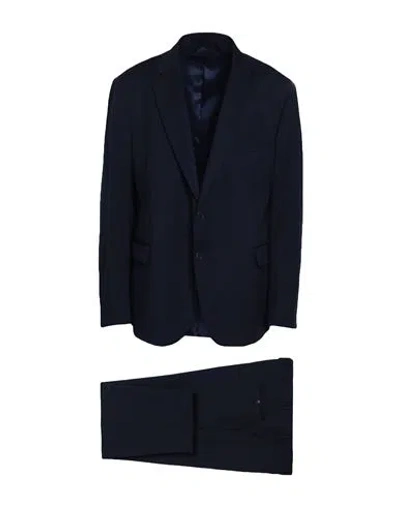 Tombolini Man Suit Midnight Blue Size 44 Virgin Wool, Polyester In Black