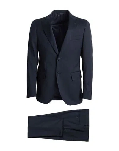 Tombolini Man Suit Midnight Blue Size 48 Wool, Lycra