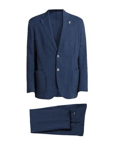 Tombolini Man Suit Navy Blue Size 44 Virgin Wool, Linen