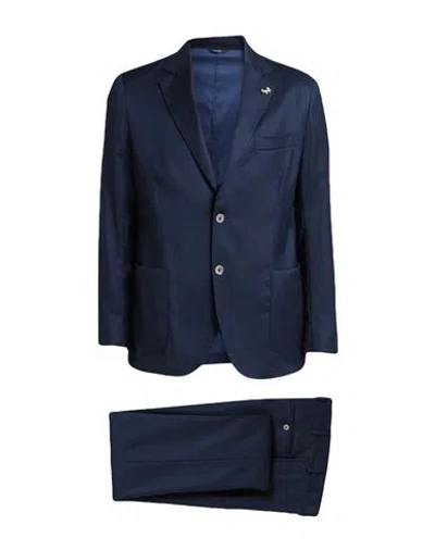 Tombolini Man Suit Navy Blue Size 44 Wool, Silk