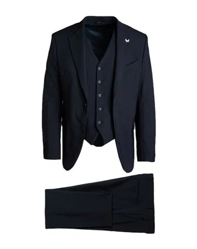 Tombolini Man Suit Navy Size 50 Virgin Wool, Elastane In Navy Blue