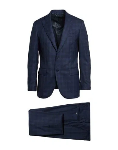 Tombolini Man Suit Navy Size 38 Virgin Wool In Blue