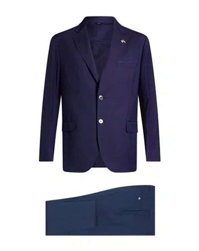 Tombolini Man Suit Navy Size 40 Virgin Wool In Blue