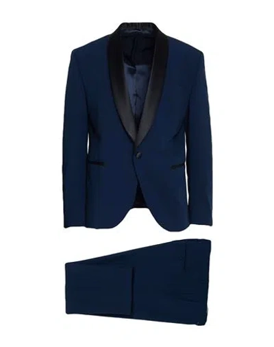 Tombolini Man Suit Navy Size 46 Polyester, Viscose, Elastane In Blue