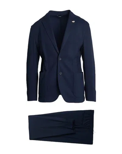 Tombolini Man Suit Navy Size 46 Viscose, Polyamide, Elastane In Blue