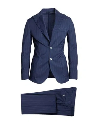 Tombolini Man Suit Navy Size 48 Virgin Wool, Silk In Blue