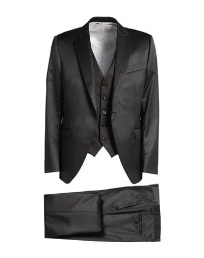 Tombolini Man Suit Steel Grey Size 42 Virgin Wool, Polyester In Black