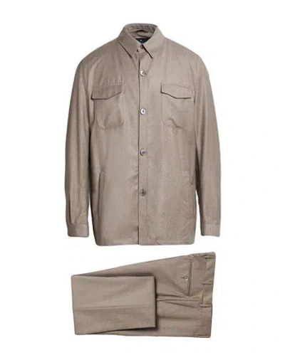 Tombolini Man Suit Taupe Size 42 Virgin Wool In Gray