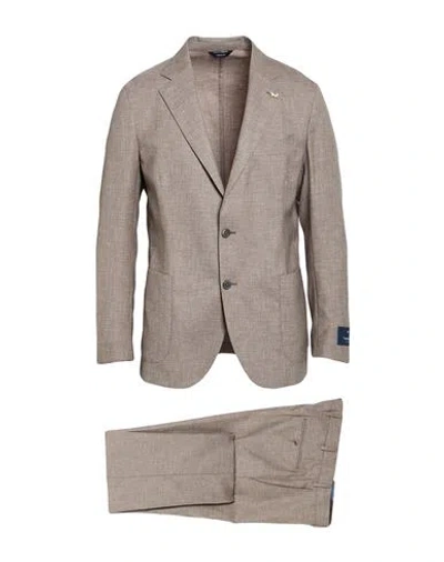 Tombolini Man Suit Taupe Size 44 Virgin Wool In Gray